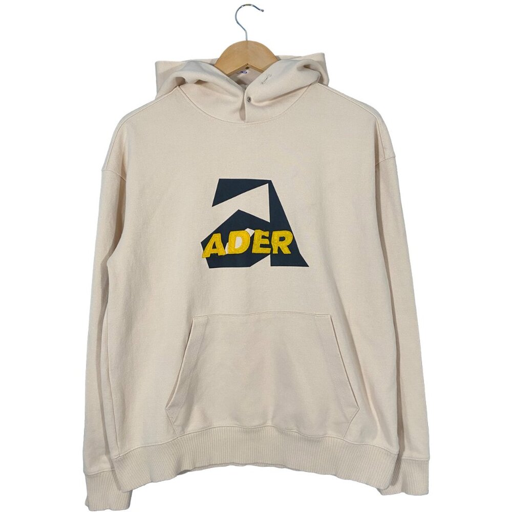 Ader Error Felt Logo FW2020 Pullover Hoodie Ivory mens size A1 / US Small